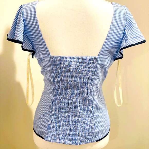 *NWT* Sail to Sable - Gingham Shirred Back Flutter Sleeve Top - Size M - Picture 4 of 7